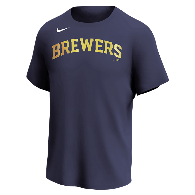 Brewers MLB Adult League Team Jerseys - Official Nike MLB Wordmark Poly Tees - N223